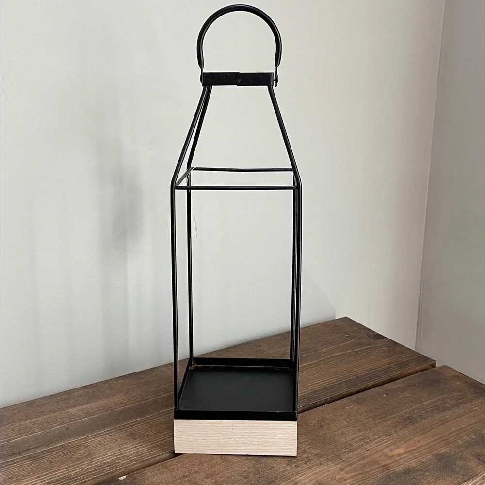 Black Lantern With Wooden Base